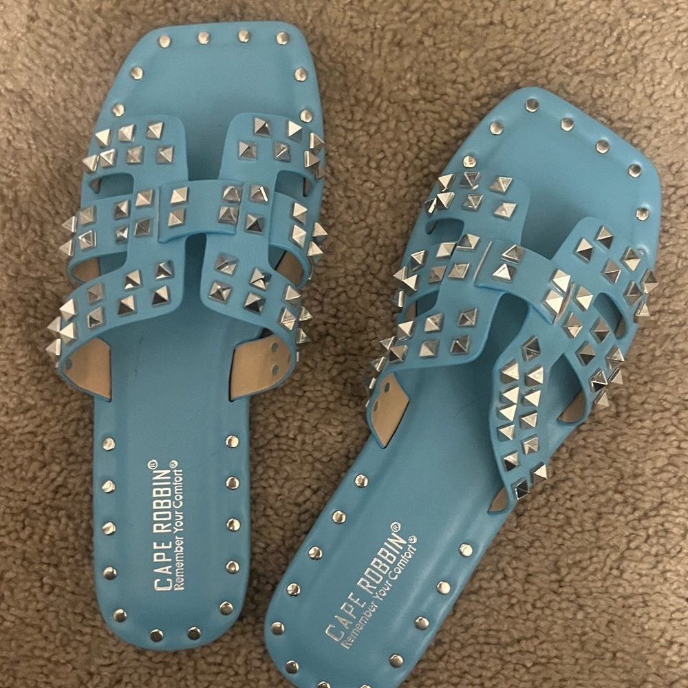 Blue Sandals with Studs